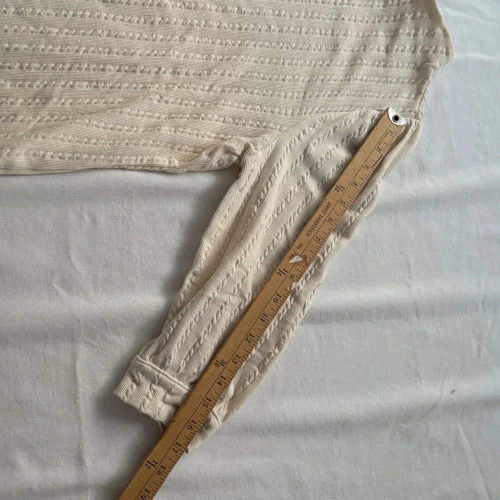 Talbots Petite Mock Neck Textured Knit Top Cream 3/4 Sleeve LP - Picture 7 of 8